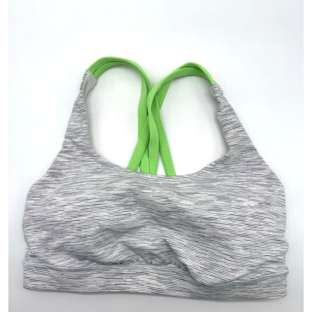 Lululemon Women's White Crisscross Back Sports Bra Size 6 LW2581S Yoga Running